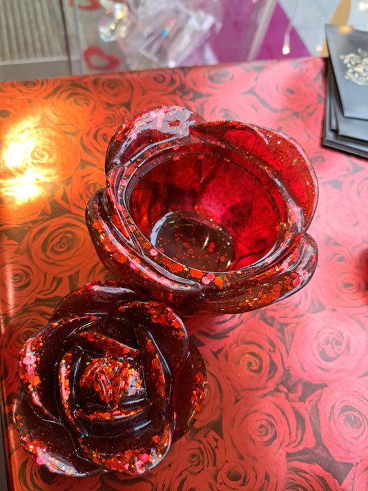 Boite à bijoux en forme de rose